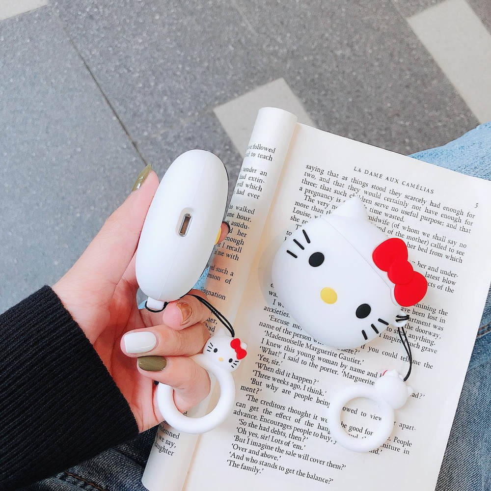Cute wireless Bluetooth Earphone 3D Silicone Case For Apple AirPods 2 1 Headset Protective Cover Hello Kitty