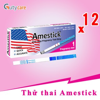 Que thử thai Amestick phát hiện thai sớm - nhanh chóng - đơn giản - chính xác - Hộp to 12 que