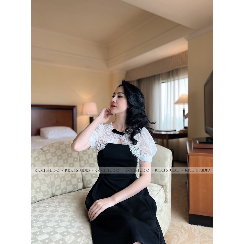 Váy V26 Eleni Dress Ricci thiết kế chất liệu chéo hàn sợi cao cấp mềm mát | RICCI OFFICIAL