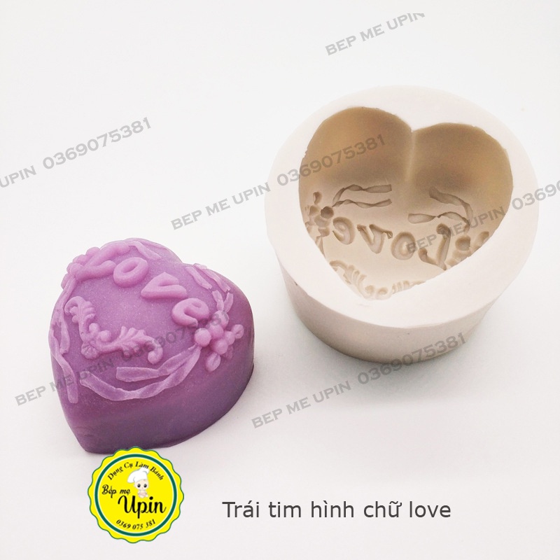 Khuôn silicon tim in hình các loại (hoa cúc, hoa hồng , chữ love, nơ)