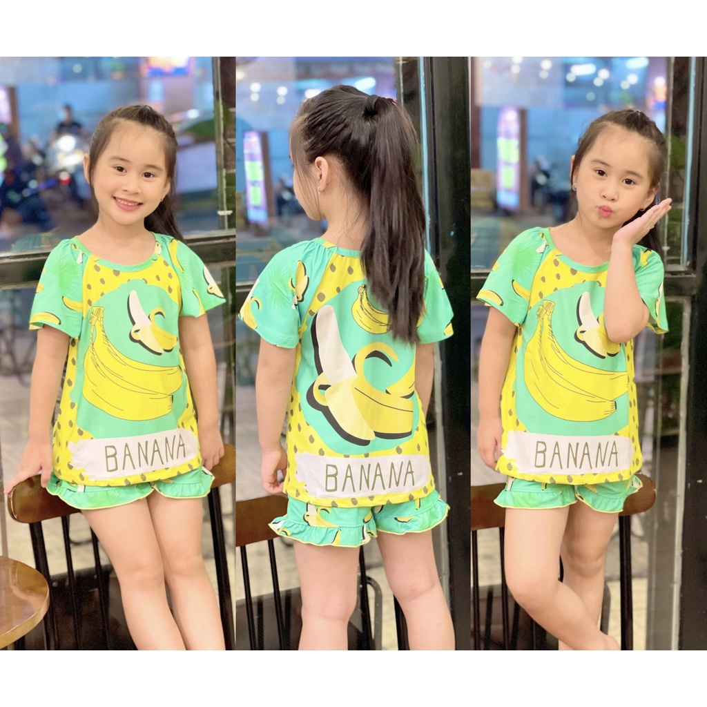 Tay ngắn quần đùi họa tiết trái cây siêu xinh bé gái - Đồ bộ trẻ em