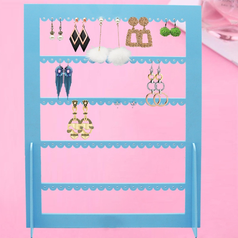 Giá Đỡ Trưng Bày Trang Sức Bằng Acrylic Màu Xanh Dương Hình Chữ Nhật