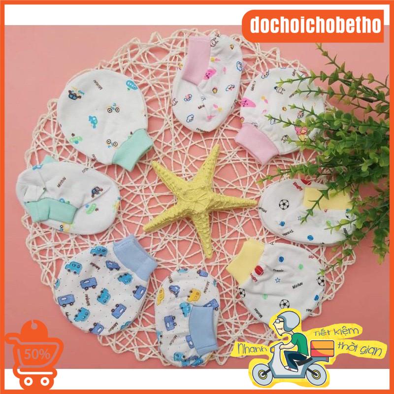 Bao tay chân Minh Triều Mintuu mẫu cổ tròn, set bao tay chân cô bo không hằn không ngứa cho trẻ sơ sinh