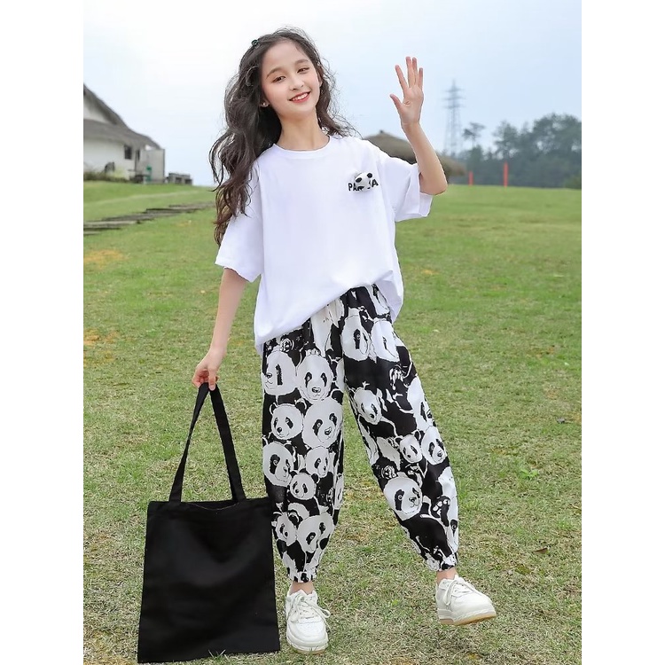 Quần Dài In Hình Gấu Trúc Phong Cách Mới Cho Trẻ Em