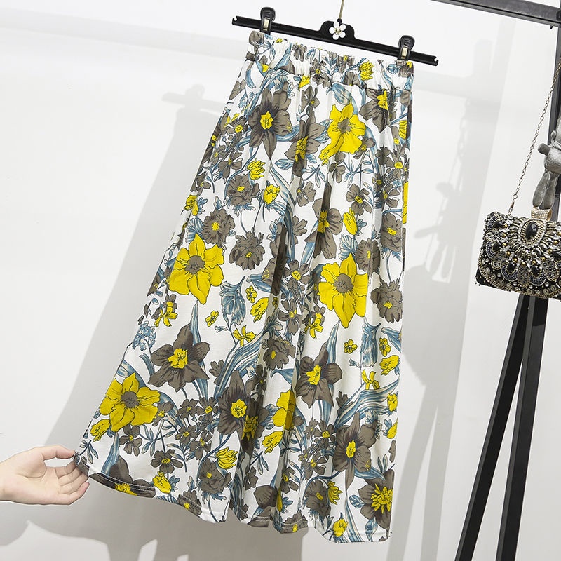 Chân Váy Cotton Dáng Chữ a In Họa Tiết Hoa/Chấm Bi Nhiều Màu Sắc Xinh Xắn Cho Nữ