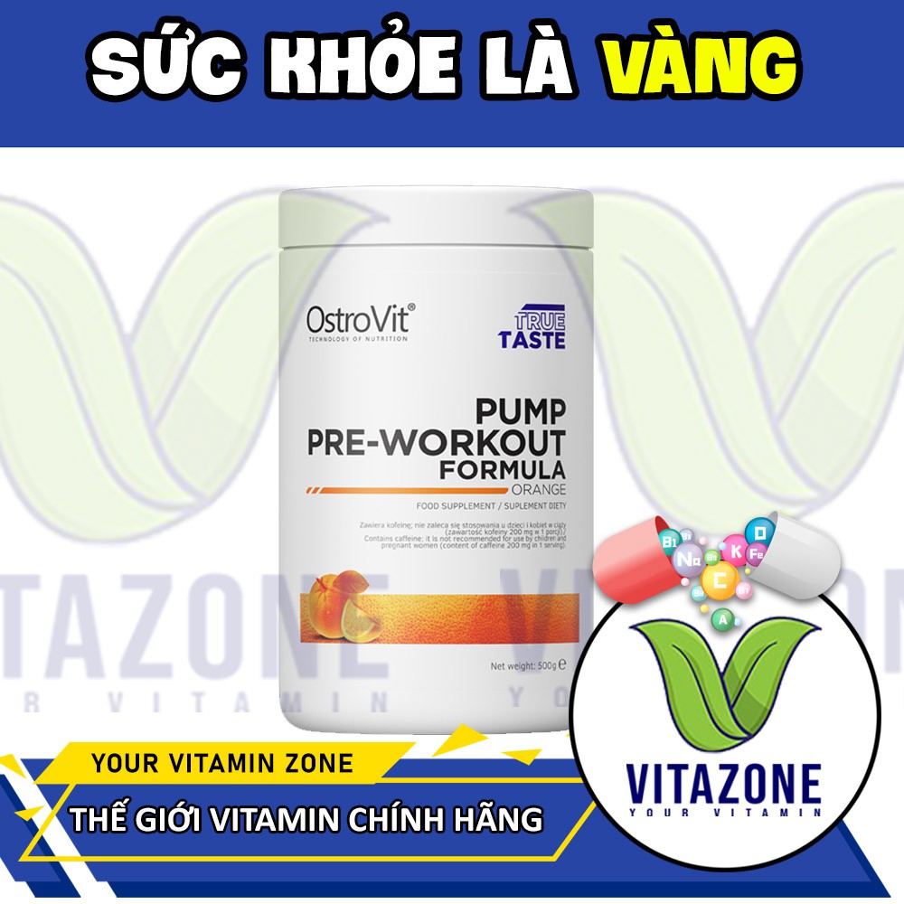Sản phẩm PUMP PRE WORKOUT OSTROVIT: Hỗ trợ giúp bạn tỉnh táo và tập luyện hiệu quả hơn (Vón nhẹ)
