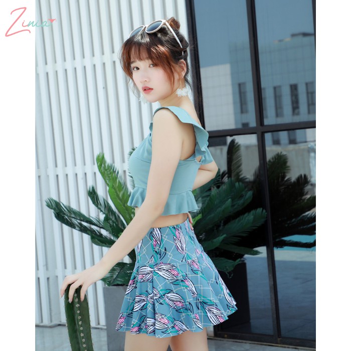 Đồ Bơi Bikini 2 Mảnh Đi Biển, Áo Croptop Có Đệm Ngực, Quần Váy Xòe Cực Xinh B119 ZINIA | BigBuy360 - bigbuy360.vn