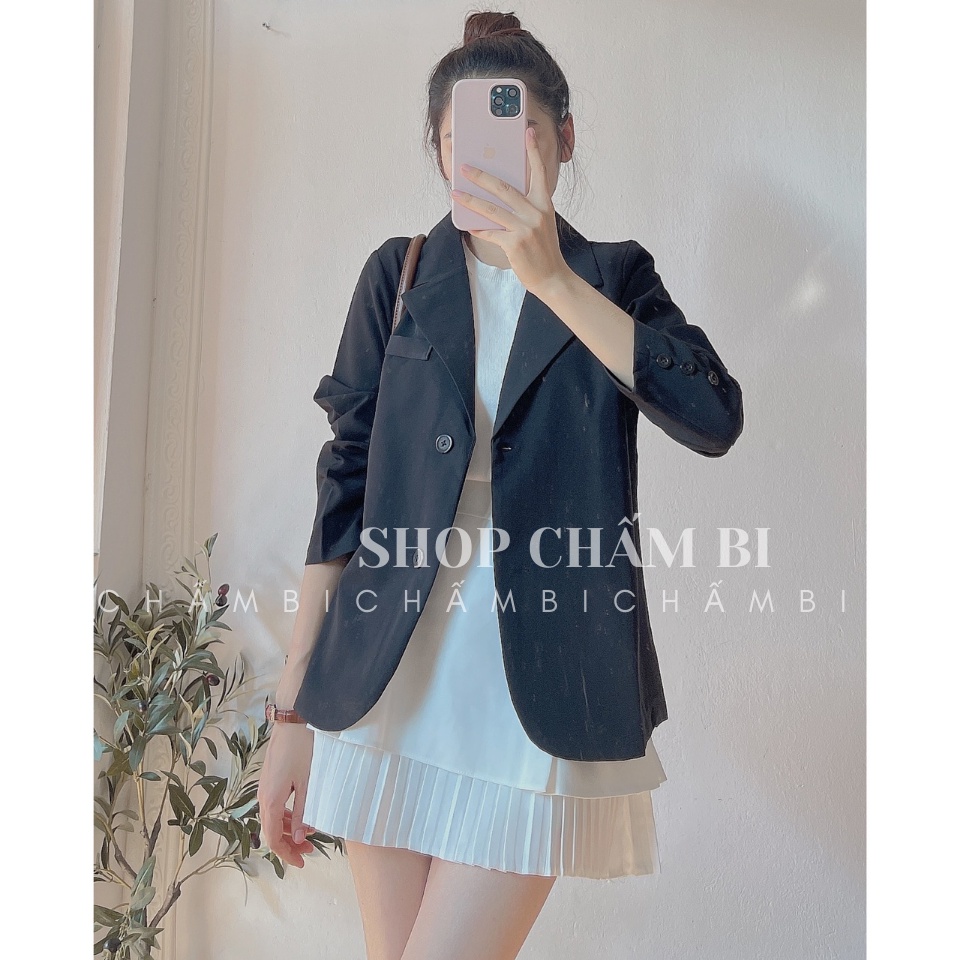 Áo Blazer Dáng Ngắn kiểu nữ A.260, Áo blazer nữ sinh FORM NHỎ cổ vest 2 cúc thân cùng 3 cúc gấu tay cách điệu