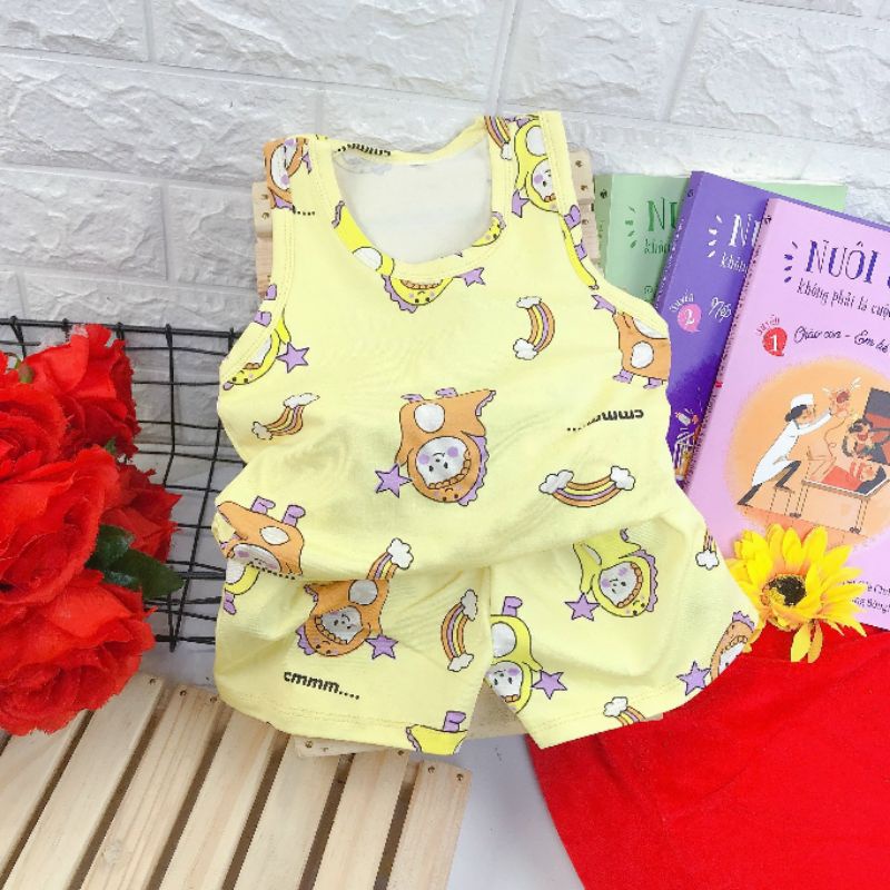 {6-16kg} Bộ ba lỗ bé gái chất cotton co giãn 4c