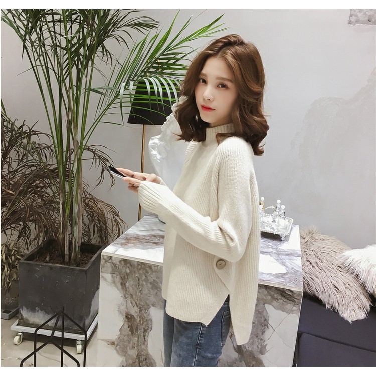 Áo Len Nữ Xẻ Vạt, Áo Len Cổ Cao Hàng Đẹp Cao Cấp SAVVY SHOP