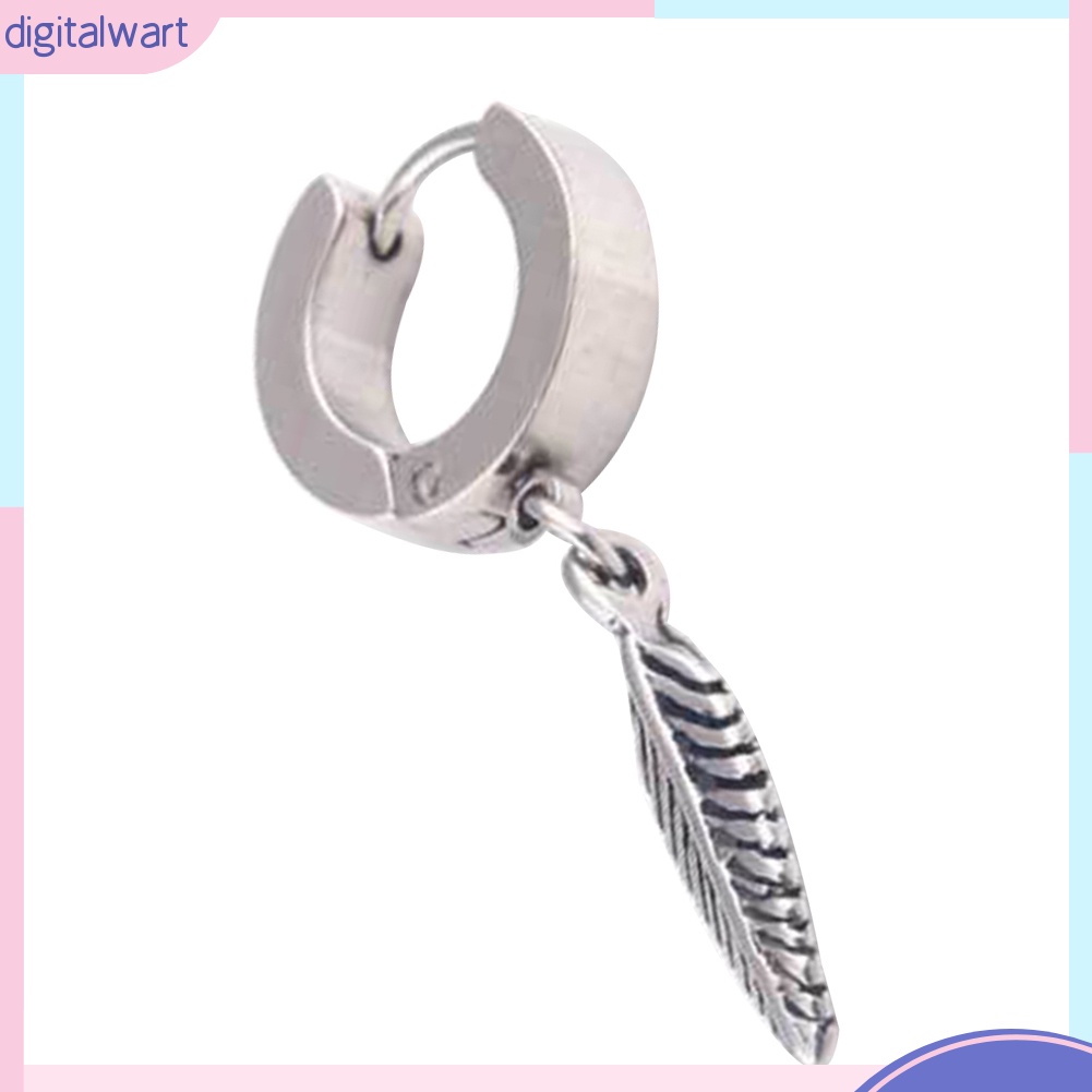 1 Chiếc Bông Tai Hình Lông Vũ Bằng Thép Không Gỉ Cá Tính Dành Cho Nam