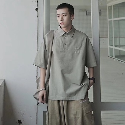 Áo Thun polo Tay Ngắn Dáng Rộng Thời Trang Mùa Hè Đơn Giản Dễ Phối Đồ Cho Nam Size M-2XL