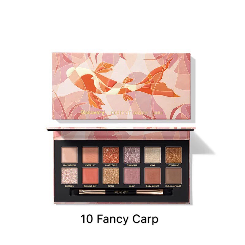 PERFECT DIARY - Bảng phấn mắt 12 màu động vật  Explorer Eyeshadow Palette kèm cọ hot hit Tiktok cá Koi Hổ Cún PFDR04