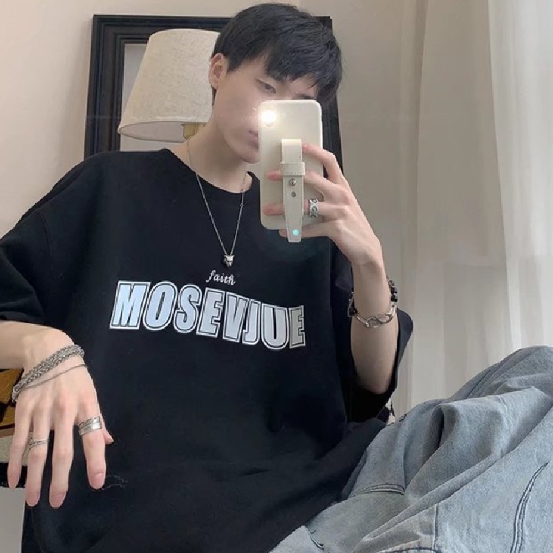 Áo Thun Tay Ngắn Cổ Tròn Dáng Rộng In Chữ Thời Trang Mùa Hè Cho Nam Giới [M-8XL]