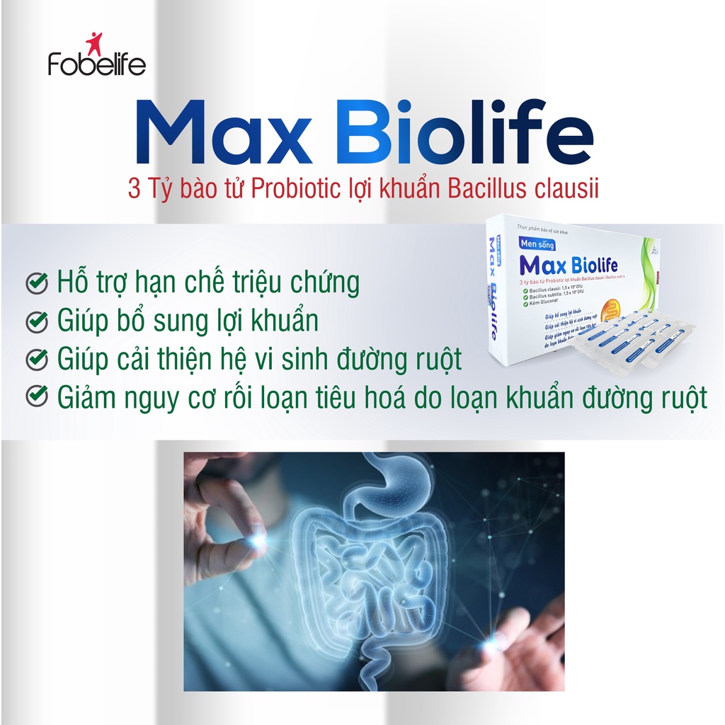 Ống Men Sống Lợi Khuẩn Hỗ Trợ Tiêu Hóa Max Biolife Fobe- hộp 20 ống
