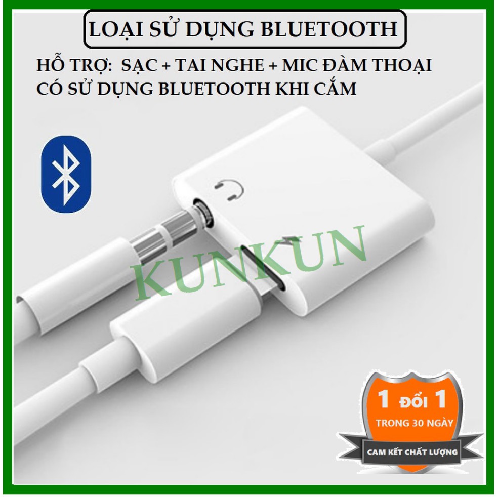 Cáp chuyển đổi tai nghe cổng sang Jack tai nghe 3.5mm (2 đầu) [KUNKUN SHOP]