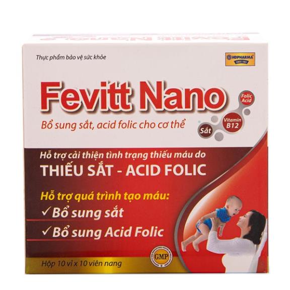 FEVITT NANO – Hỗ trợ quá trình tạo máu, giúp cải thiện tình trạng thiếu máu do thiếu sắt, acid folic (10x10)