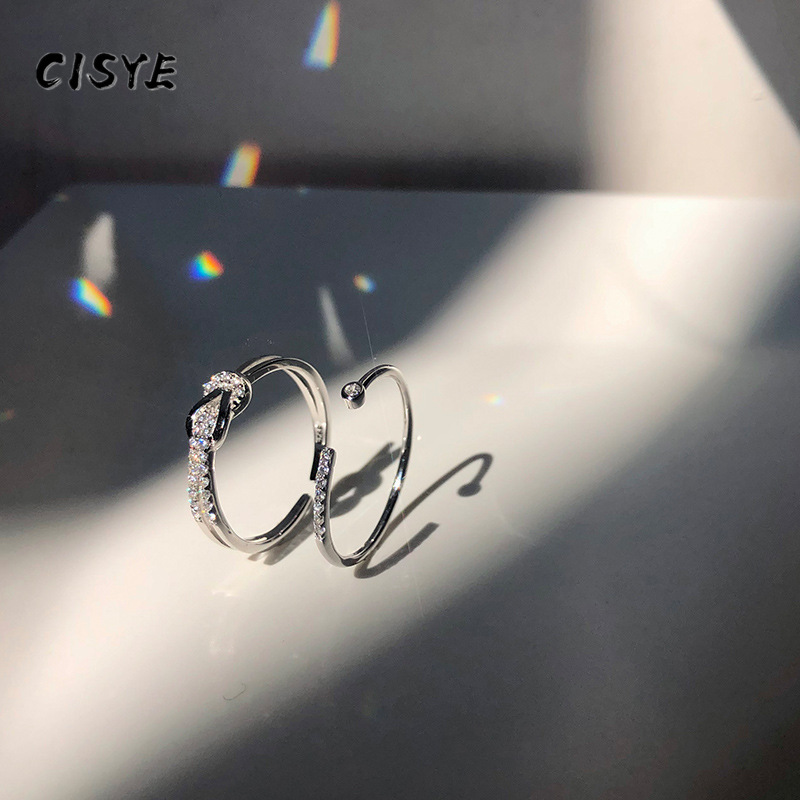 Nhẫn Hở Đính Đá Zircon Phong Cách Retro Thời Trang Hàn Quốc Cho Nữ