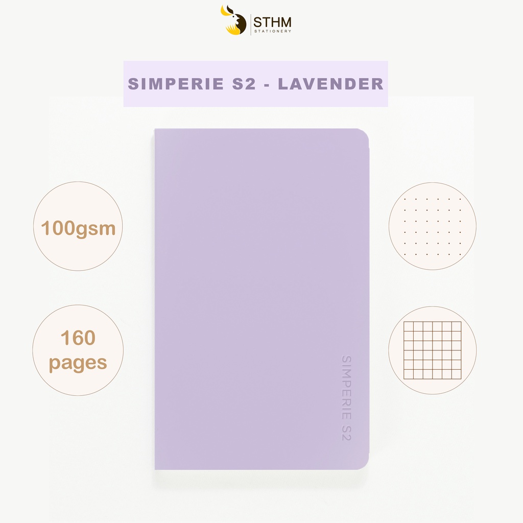 SIMPERIE S2 - Lavender - Sổ tay bìa mềm da PU cao cấp - 160 trang 100gsm - STHM stationery
