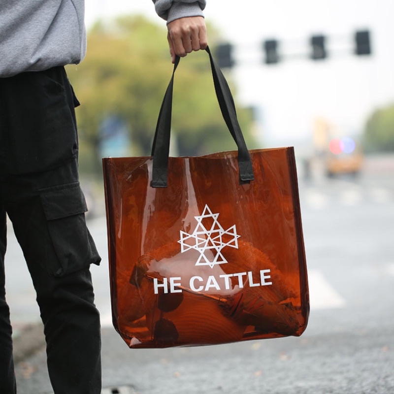Túi tote nhựa trong PVC mã He cattle hàng QCCC