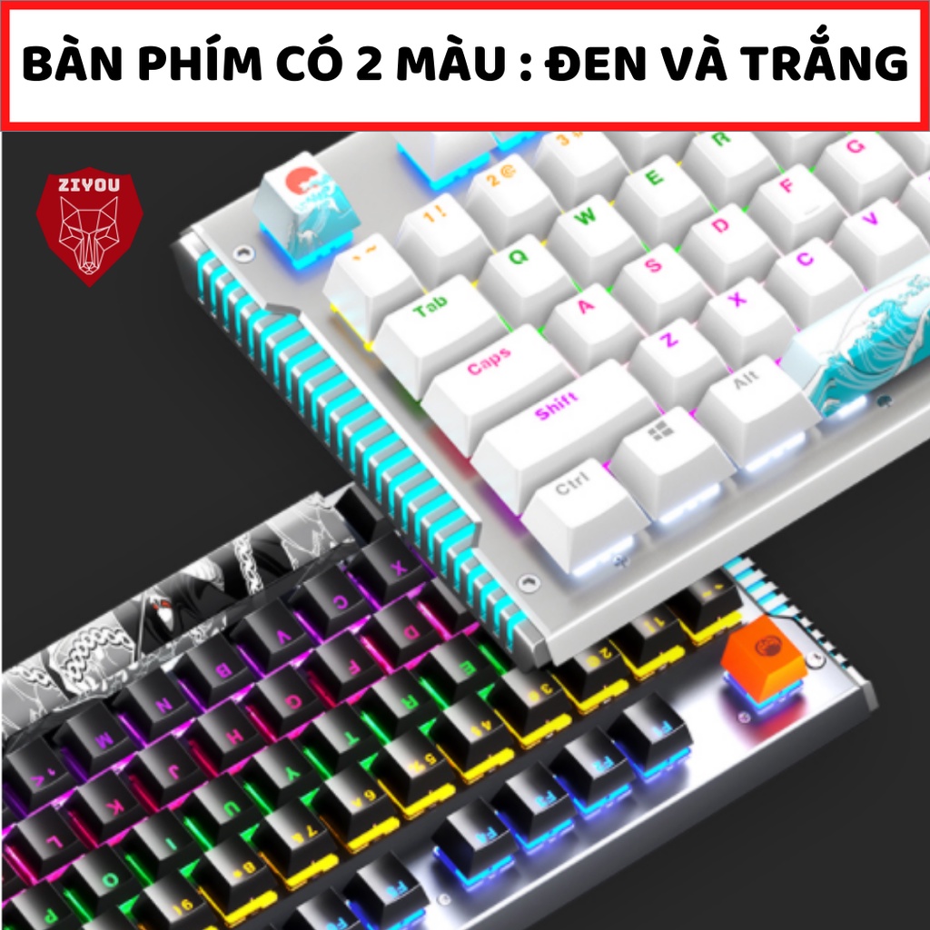 Bàn phím cơ máy tính gaming ZIYOU K968 PRO 2021 có 25 chế độ led RGB cực đẹp, chiến game cực đã cho pc, laptop, ...