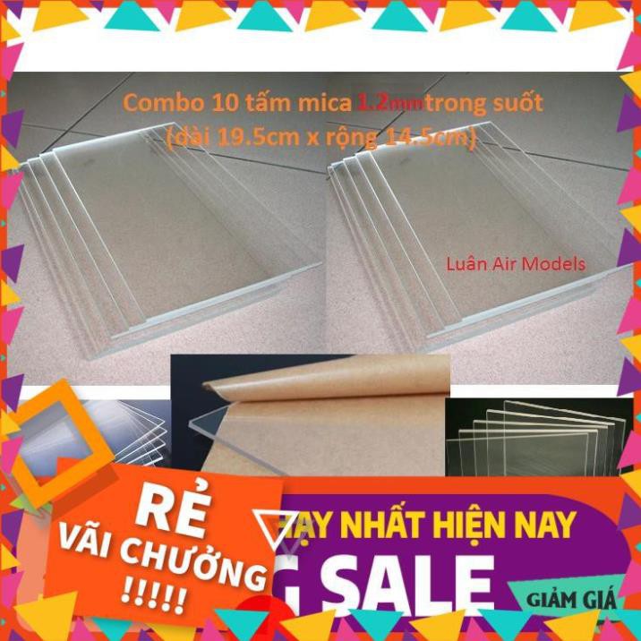 [1.2mm 14.5x19.5cm] Combo 10 tấm nhựa mica cứng trong suốt làm hồ cá, hộp, ốp biển số,cắt theo y/cầu - shop lê phòng.