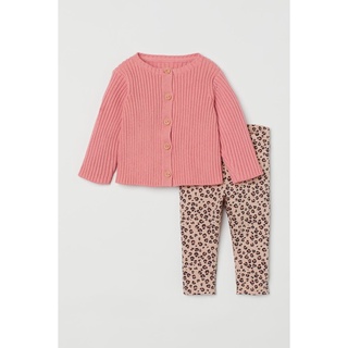 Bộ len hồng bé gái hm auth sz 9-12m