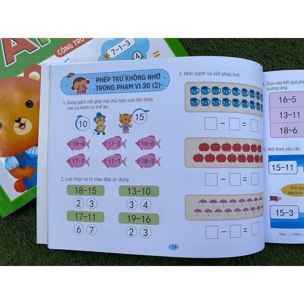 Sách Toán tiền tiểu học - Cộng trừ trong phạm vi 10, 20 (Bộ 2 quyển)
