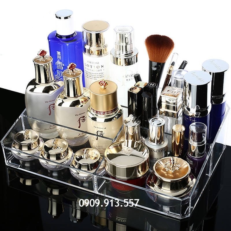 Khay Đựng Mỹ Phẩm 1 Tầng Đúc Nguyên Khối, Chất Liệu Mica Dày