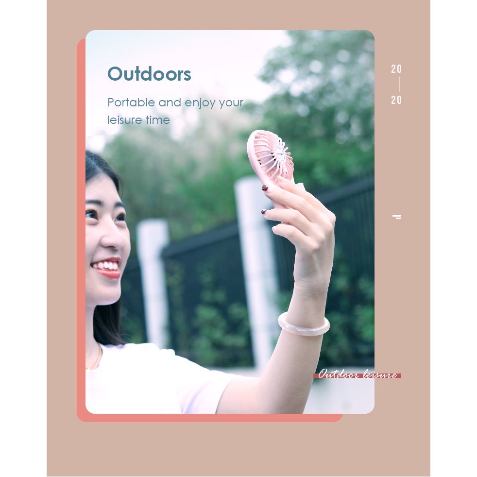 Quạt mini cầm tay để bàn sạc tích điện Rockspace tiện lợi êm ái siêu mát hàng chính hãng bảo hành 1 năm