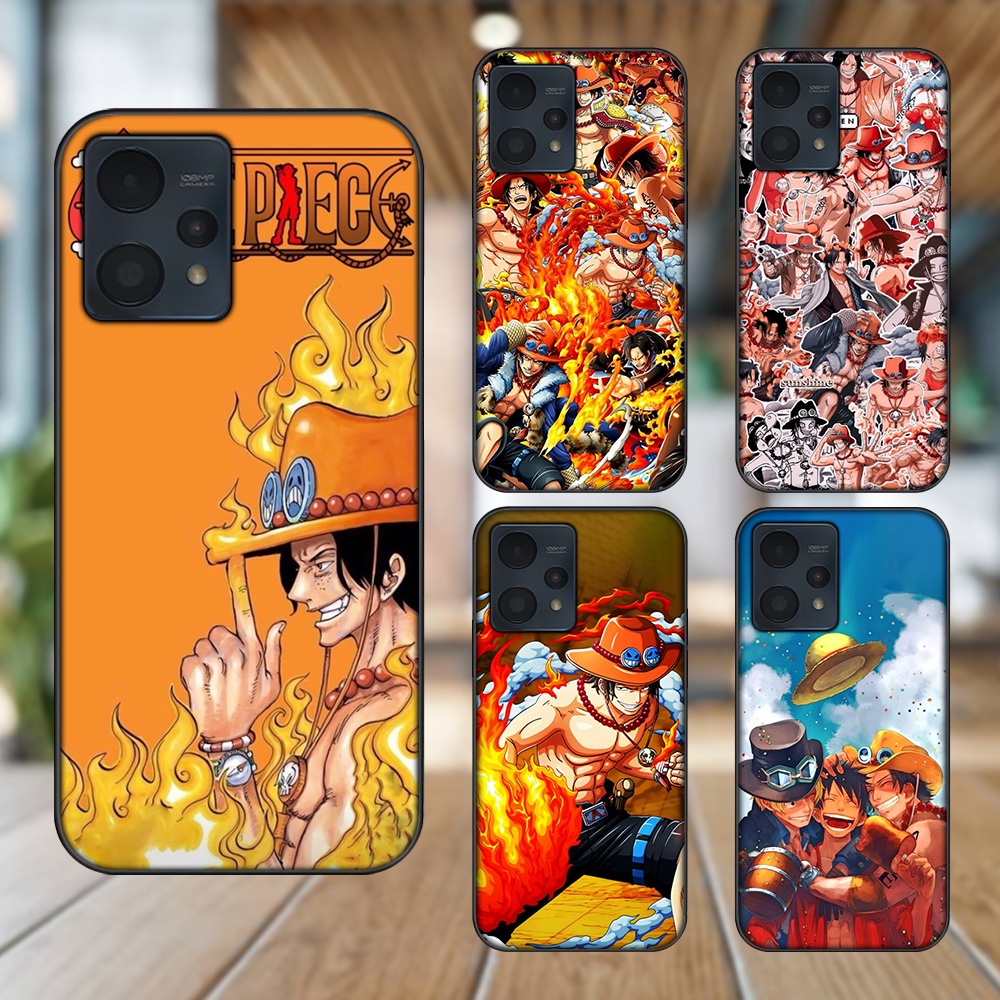 Ốp lưng Realme 9, 9 Pro, 9 Pro Plus viền đen in hình Ace One Piece