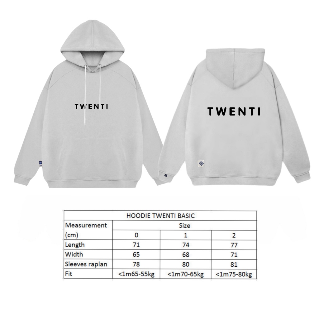 HOODIE TWENTI NỈ CHÂN CUA IN NỔI BASIC MÀU XÁM | BigBuy360 - bigbuy360.vn