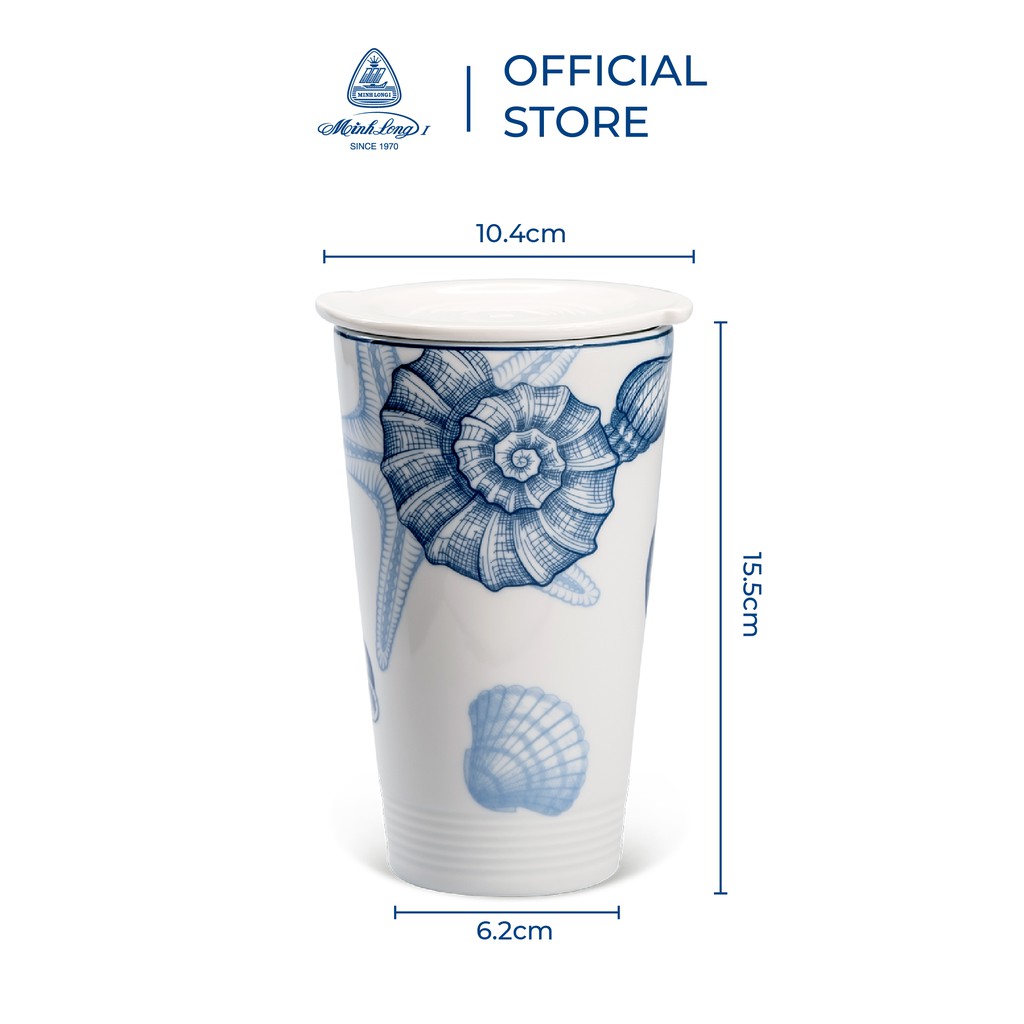 Ly Sứ Dưỡng Sinh Minh Long 480ml - Kiểu 1 - Nắp thường - Đại Dương