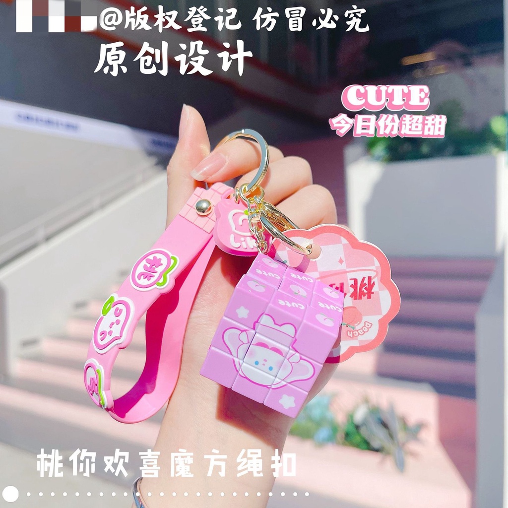 [Keychain] Móc khóa cao cấp khối Rubik độc đáo có thể chơi giải trí, phụ kiện balo, túi xách xinh xắn