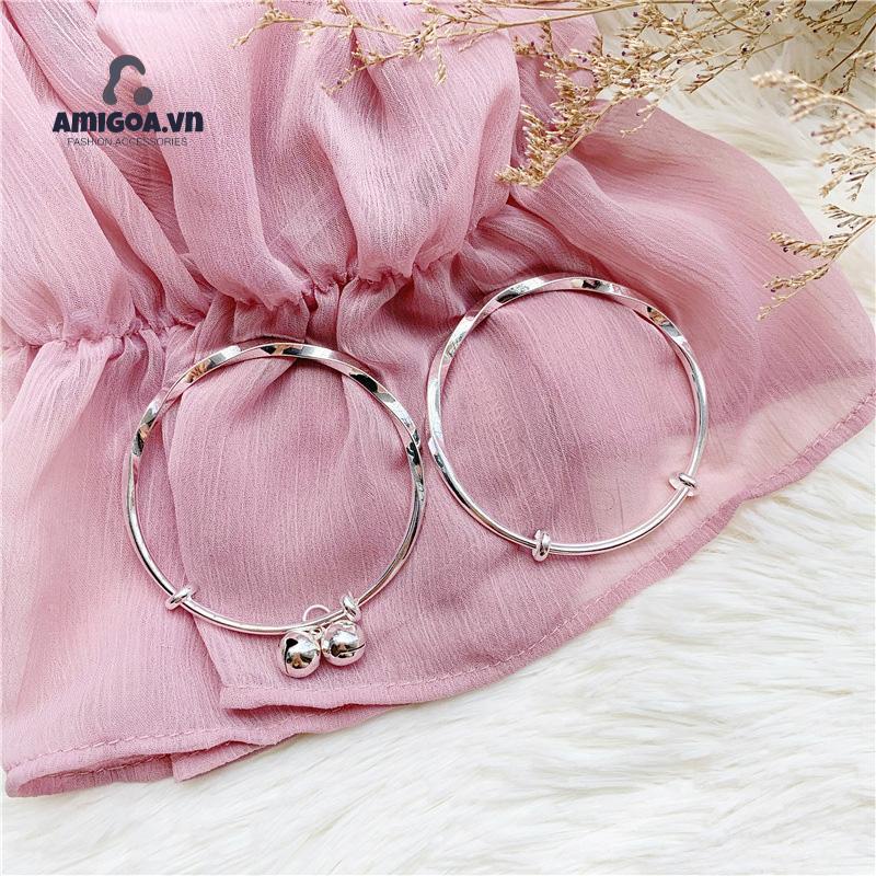 ✨✨ Vòng tay bạc s925 sterling mạ điện kiểu gợn sóng có thể điều chỉnh dành cho nữ