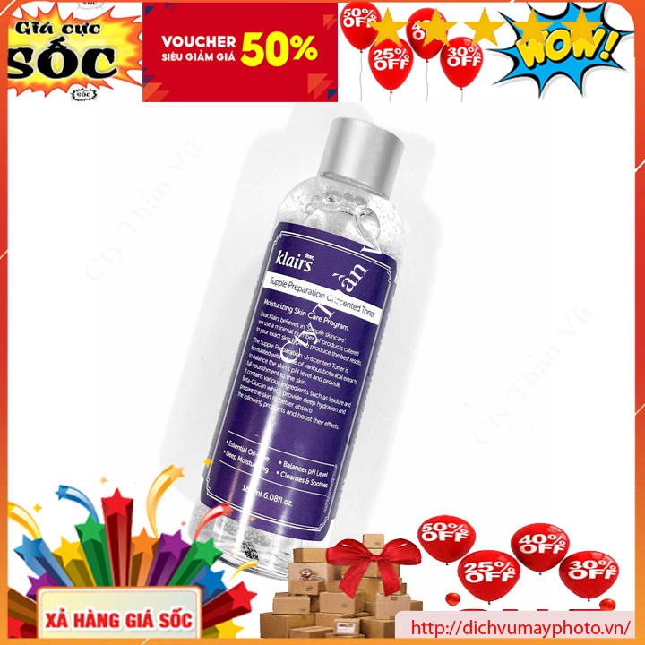 Toner Klairs Supple Preparation Unscented Dung Tích 180ml  Dưỡng Trắng, Cung Cấp Ẩm,Làm Mềm Da Cân Bằng PH  kholinhkien