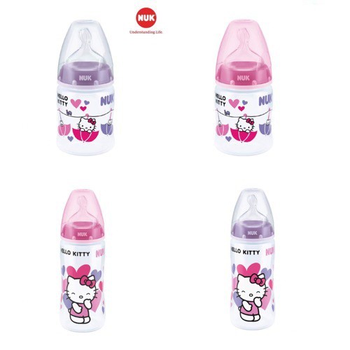 Bình sữa Nuk nhựa PP Hello Kitty 150-300ml silicone
