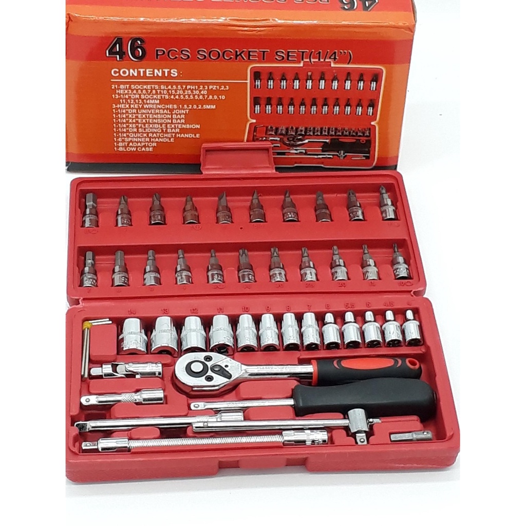 Bộ Dụng Cụ Mở Bu Lông Ốc Vít Sửa Chữa Ô Tô Xe Máy Đa Năng (46 chi tiết, mạ Chrome, chuẩn 1.4 inch) Store4girls