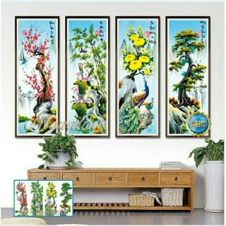 Tranh thêu chữ thập cao cấp Tứ Quý MN001