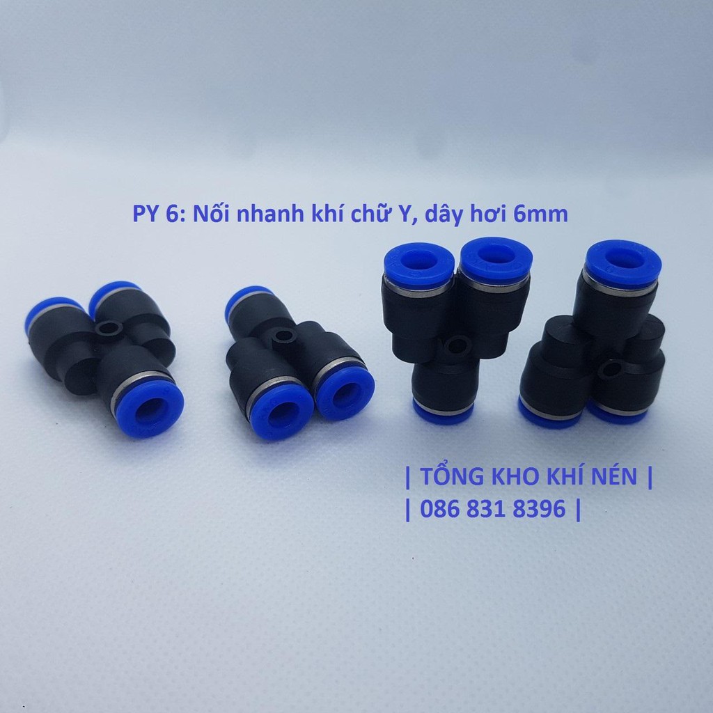 [TỔNG KHO KHÍ NÉN] Đầu nối nhanh chữ Y nhựa, khí nén, phun sương, dây hơi 6mm 8mm 10mm 12mm, PY6 PY8 PY10 PY12.