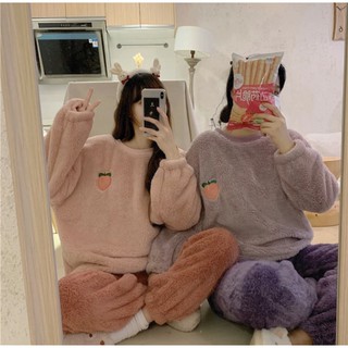 {CÓ SẴN} Bộ đồ ngủ bông trái đào