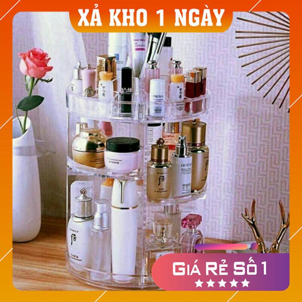 Kệ mỹ phẩm trang điểm xoay 360 trong suốt GDTRUONG15