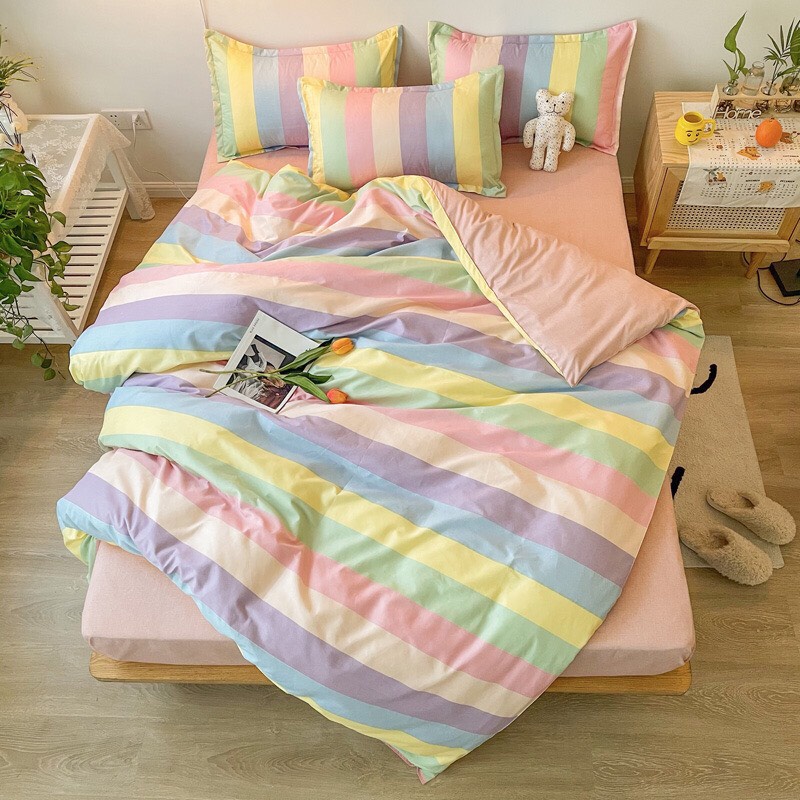 Bộ ga gối cottong poly vỏ chăn 5 món bò sữa chọn mẫu hoặc ib mẫu vỏ chăn kích thước 2mx2m2