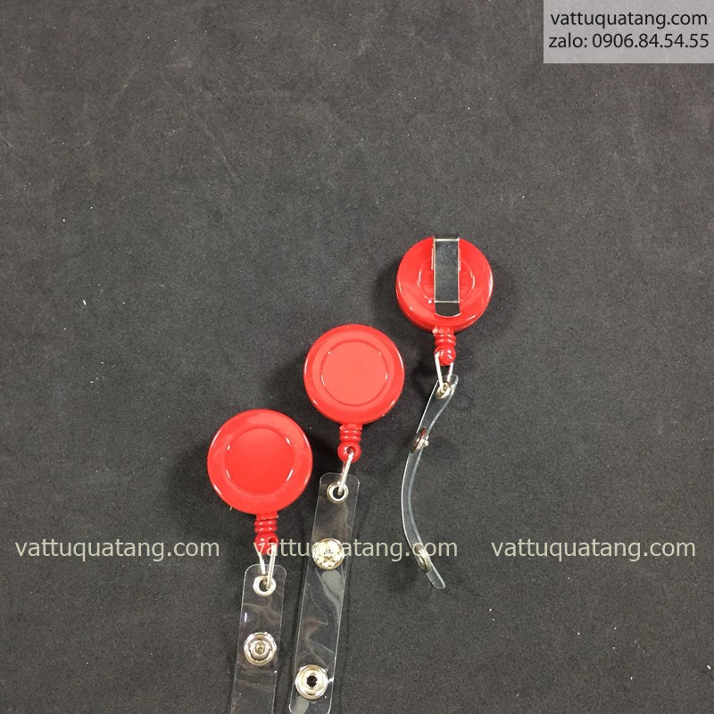 KẸP THẺ ĐEO BẢNG TÊN RÚT TRƠN - ĐỎ