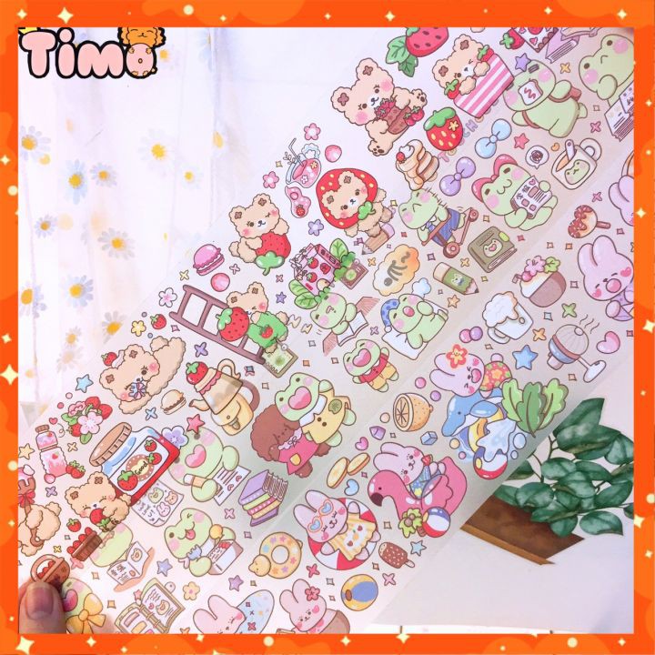 Washi tape chiết lẻ chu kỳ từ cuộn washi cute rộng 6cm dán sổ mũ bảo hiểm trang trí sổ tay dạng trong chống nước WS17-C