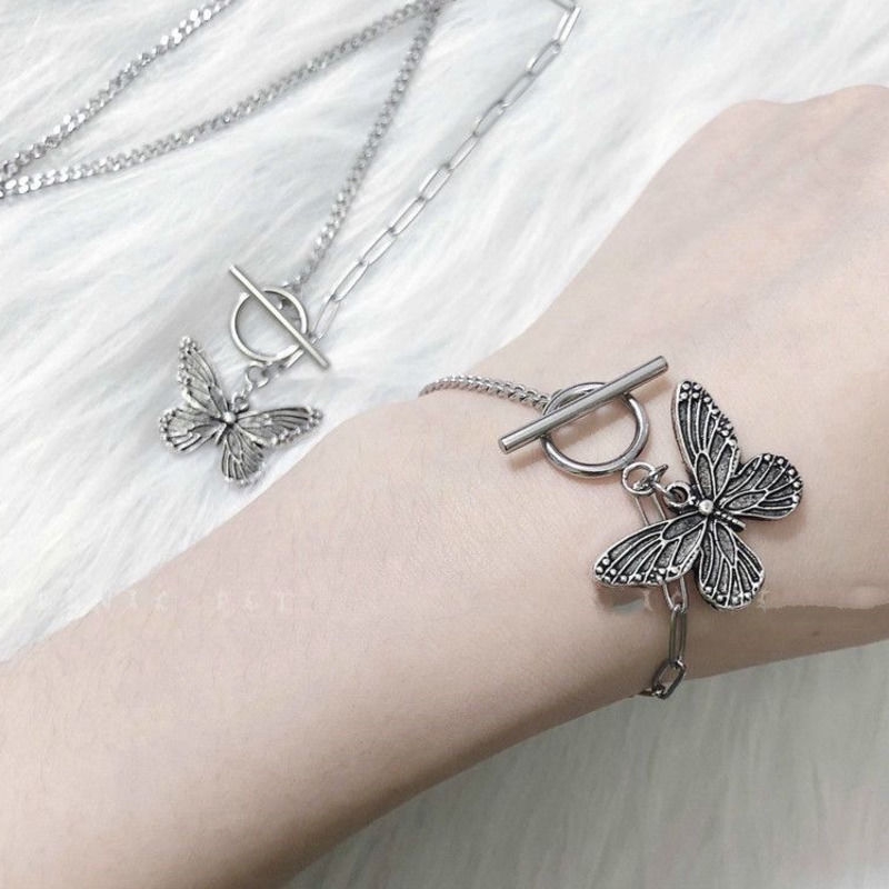 Butterfly Bracelet Fashion Retro Asymmetric Titanium Steel Accessories