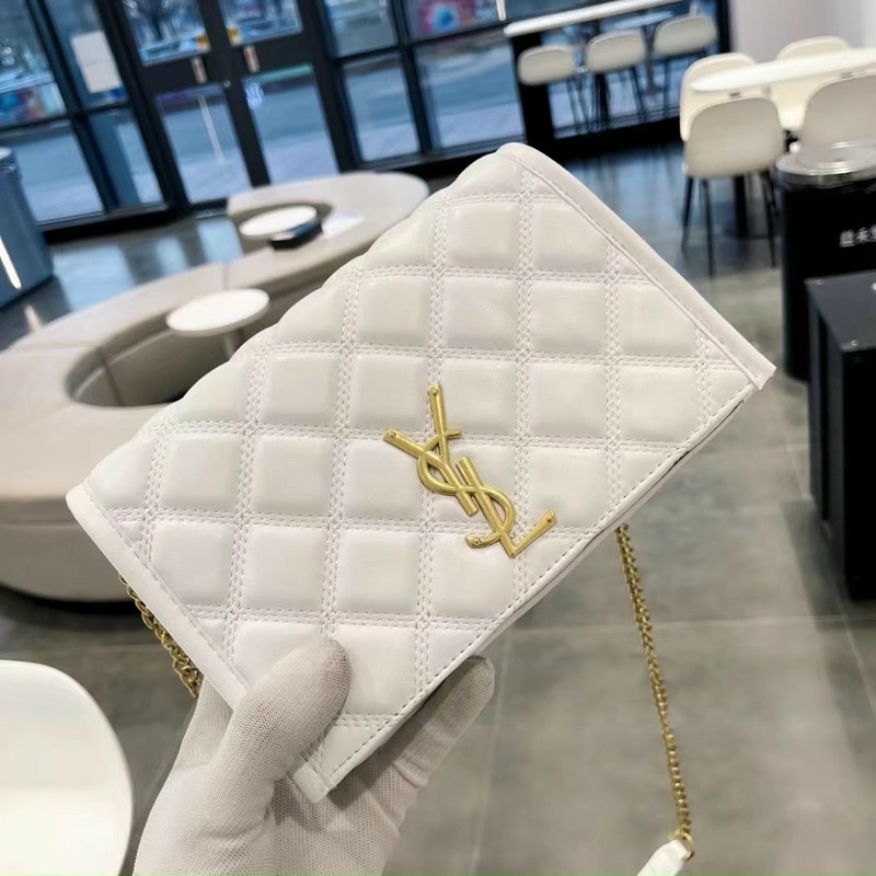 Túi Y ét  trần trám bản 2 ngăn size 20 dây da pha xích box châunr hàng QC đẹp#20556