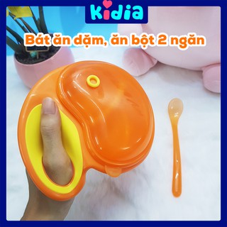 (Tặng thìa) Bát ăn dặm, bát ăn bột 2 ngăn Nuby 7005311- Kidia