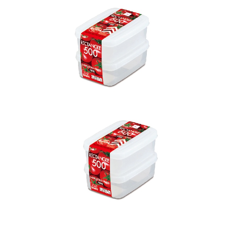 Daiso Hộp Nhựa Chữ Nhật Đựng Thực Phẩm 500ml (2 Cái)