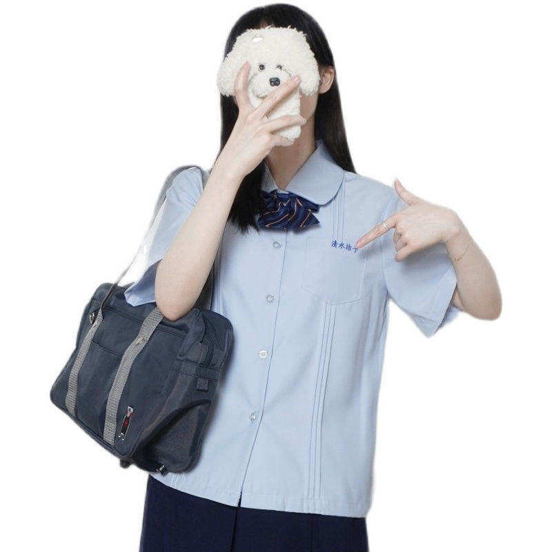 Kiểu đồng phục mùa hè Nhật Bản mặc đồng phục cao đẳng Pocket New accordion pleed straight JD Shirt Short Sleeve girl